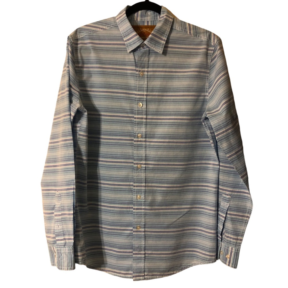 Red Camel Blue Striped Button Down Long Sleeve Size Medium